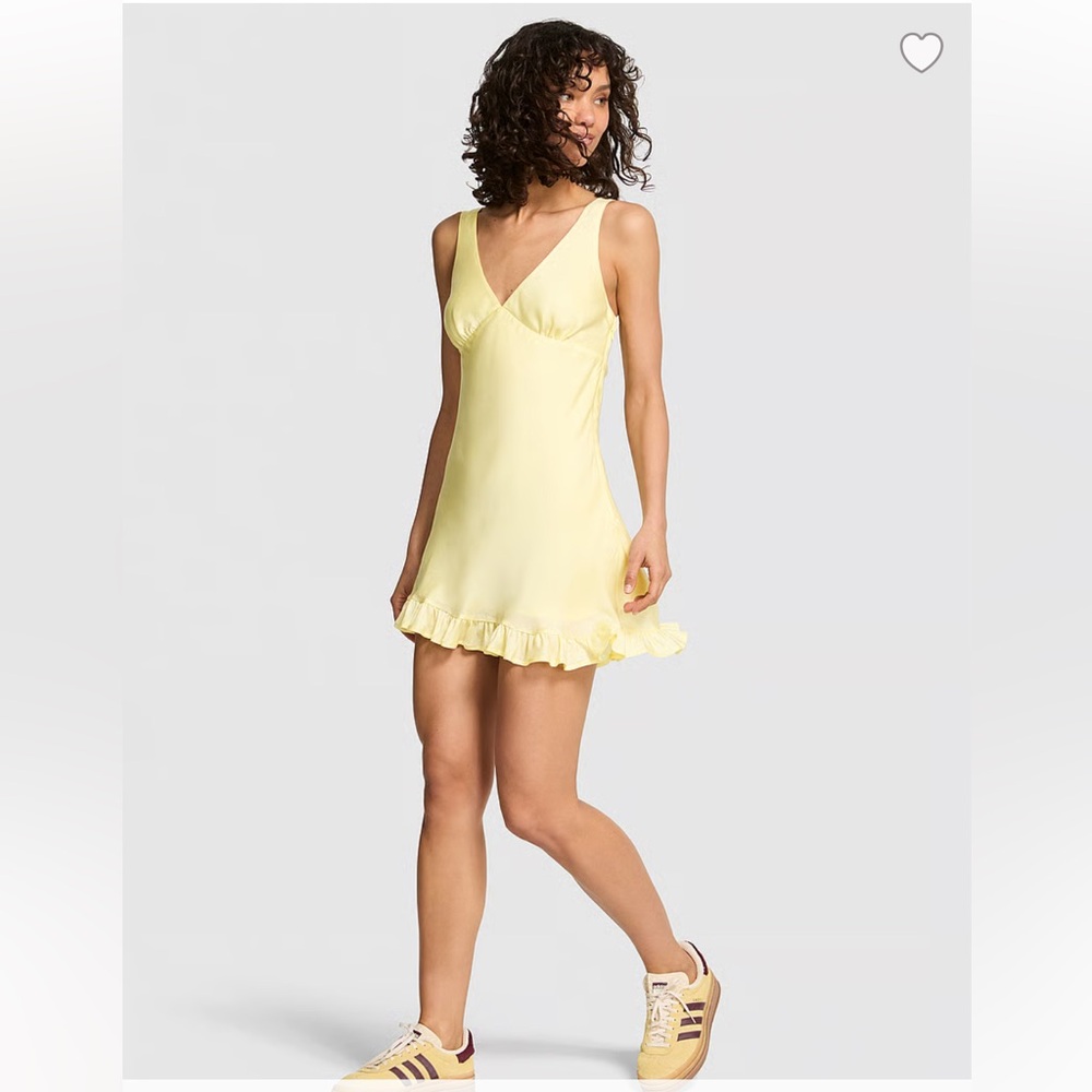 SUMMER FLING SATIN RUFFLE DRESS